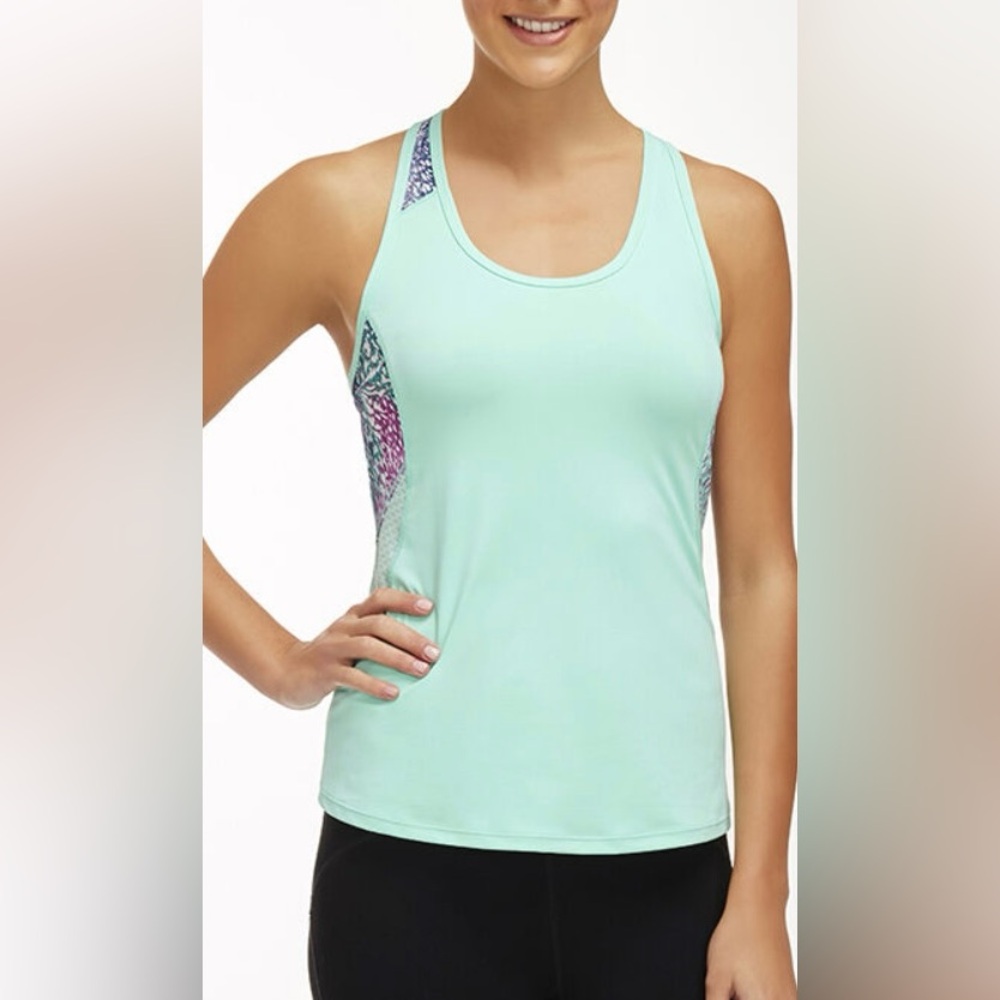 Mint Green Racerback Tank Top with Patterned Sides